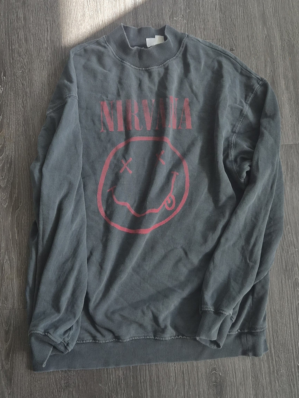 NIRVANA Graphite Crewneck Sweatshirt with Red Classic Logo